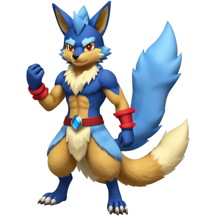Lucario-Lombax-Renamon-Zeraora-hybrid (Full body) emoji
