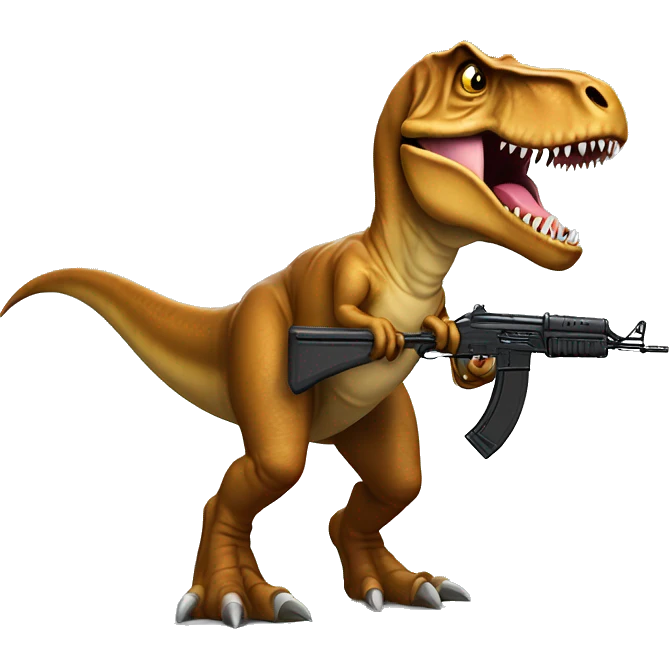 T rex with an Ak47 emoji
