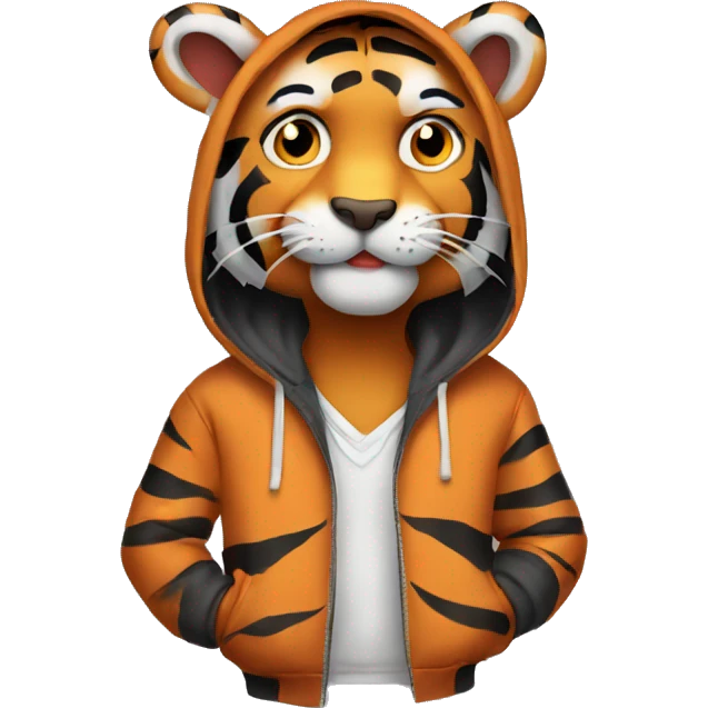 Tiger wearing a hoodie emoji