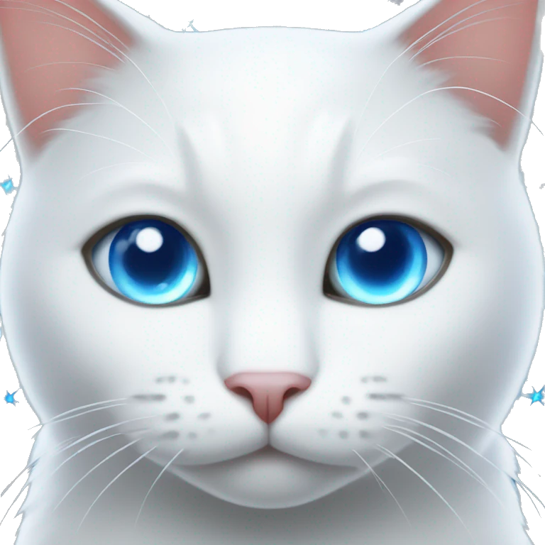 White cat with blue eyes wearing Christmas lights  emoji