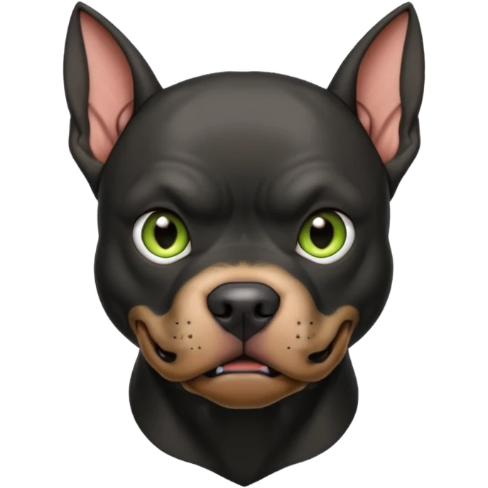 black pitbull with floppy goblin ears emoji