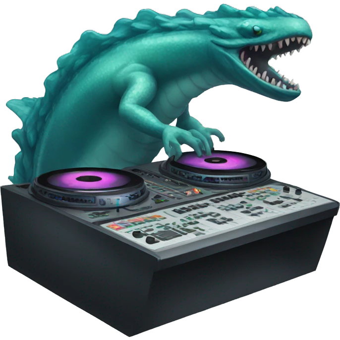 ocean monster using disk jockey emoji