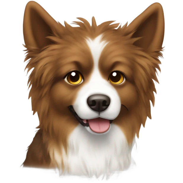 lime green Brown and white fluffy dog pointy ears emoji