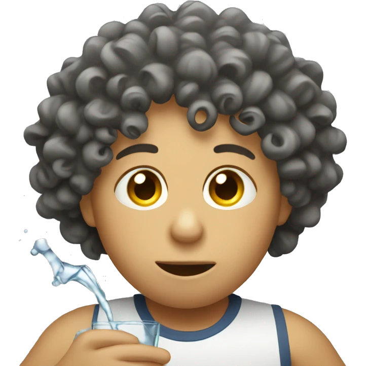 Curly head drinking water emoji
