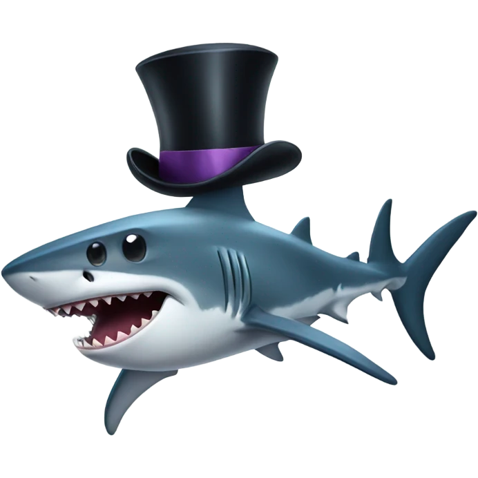 Shark with a top hat emoji