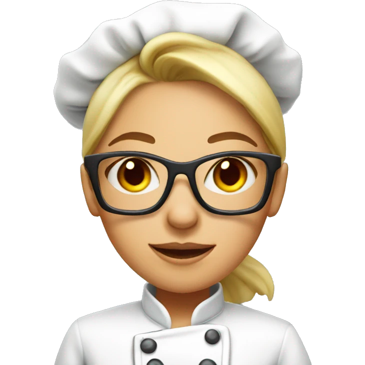 Female chef with red glasses on her face emoji