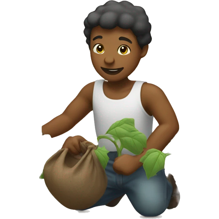 human picking cotton plant  in field emoji