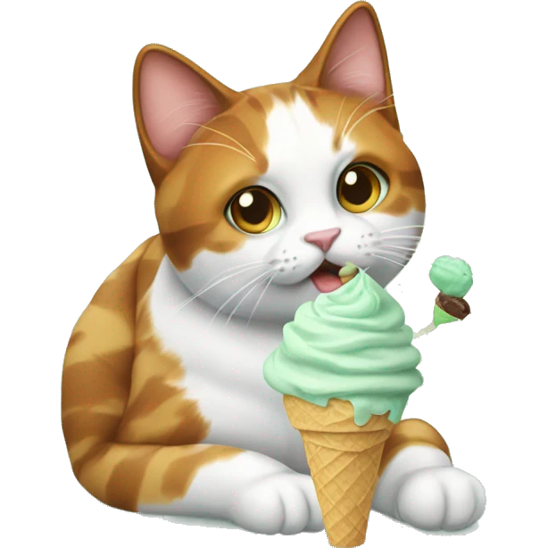 calico cat with mint icecream  emoji