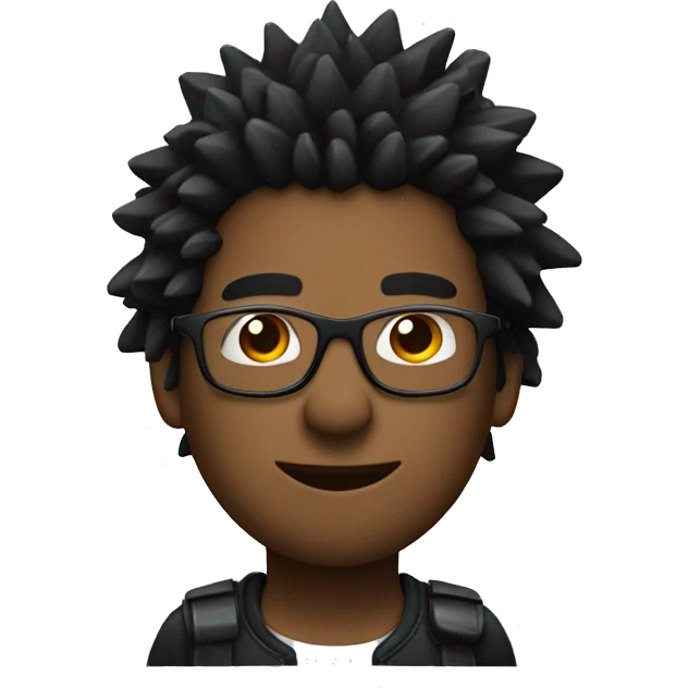 black main with glasses and spikey hair standing sideways to the right  emoji