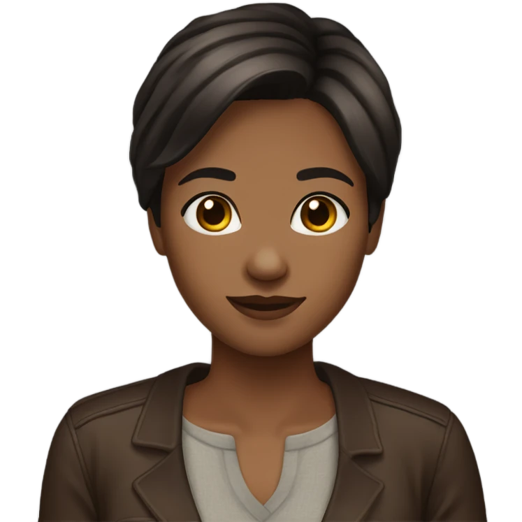 Brown skin short dark brown straight haired girl emoji