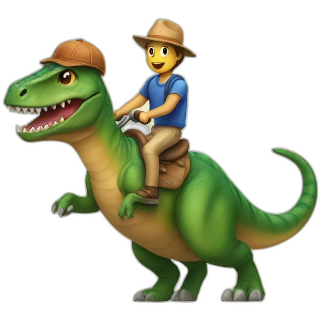 cat riding a dinosaur emoji