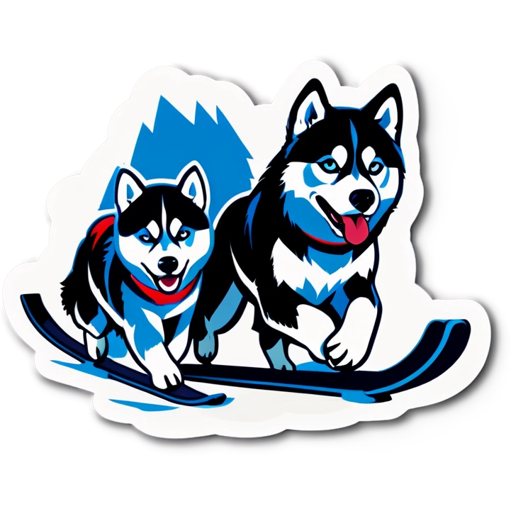 Team of Siberians huskies pulling sled emoji
