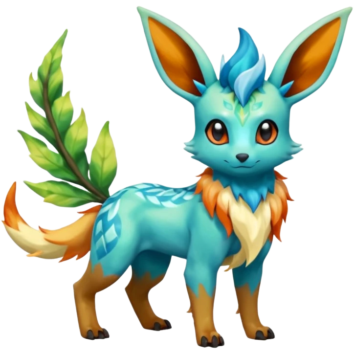 Eevee-Salandit-Leafeon-Glaceon-Fakémon-hybrid-creature (full body)  emoji