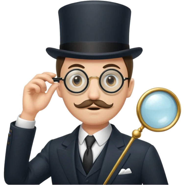 can you change that to him looking through a long monocle emoji