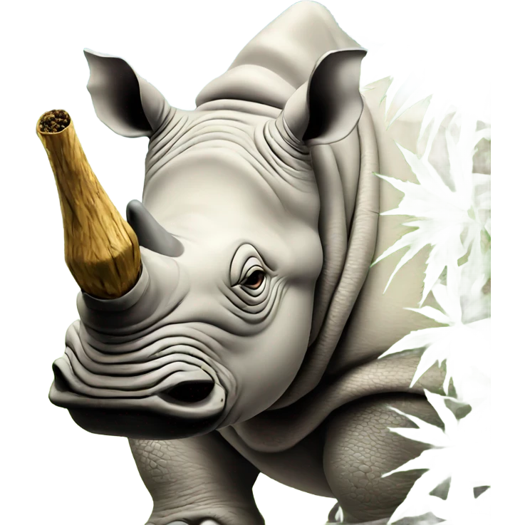 White rhino smoking hemp in bush hd emoji