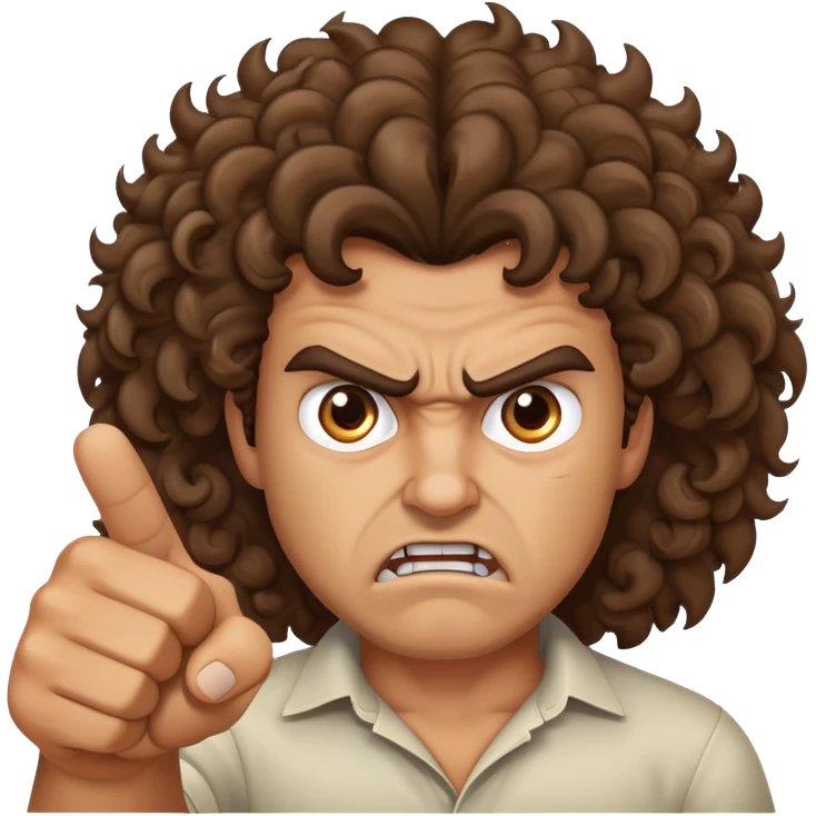 Angry Tan man with big curly brown hair pointing at me emoji