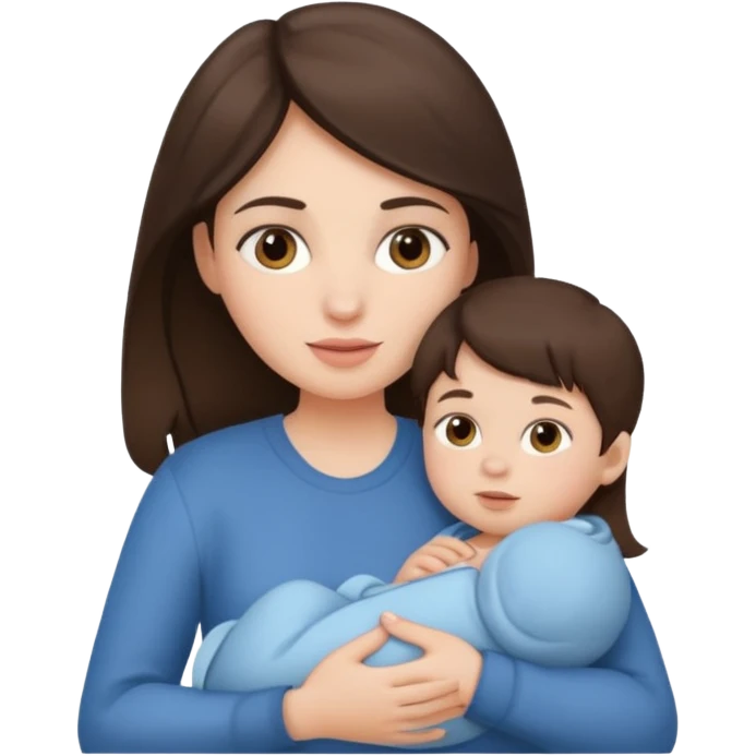 Brunette girl holding baby boy emoji