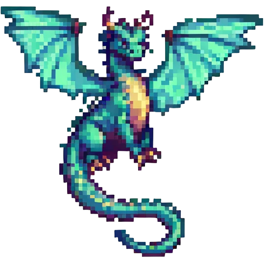 pixel art dragon, flying emoji