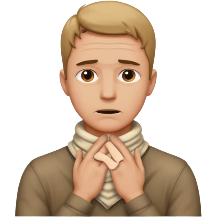 Man with hands gripped around neck emoji