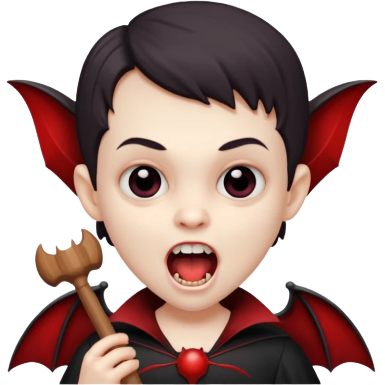 vampire royal child with toy bat open mouth emoji