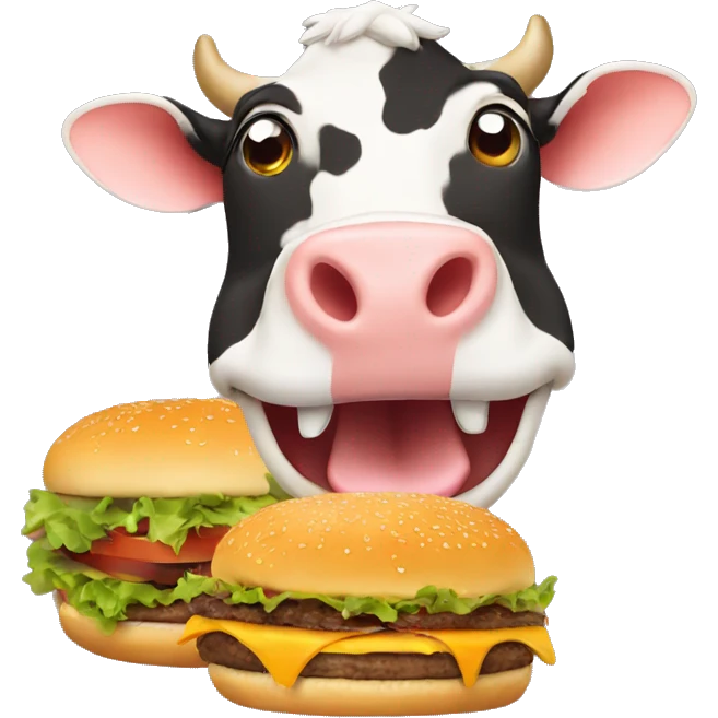 cow eating burger emoji