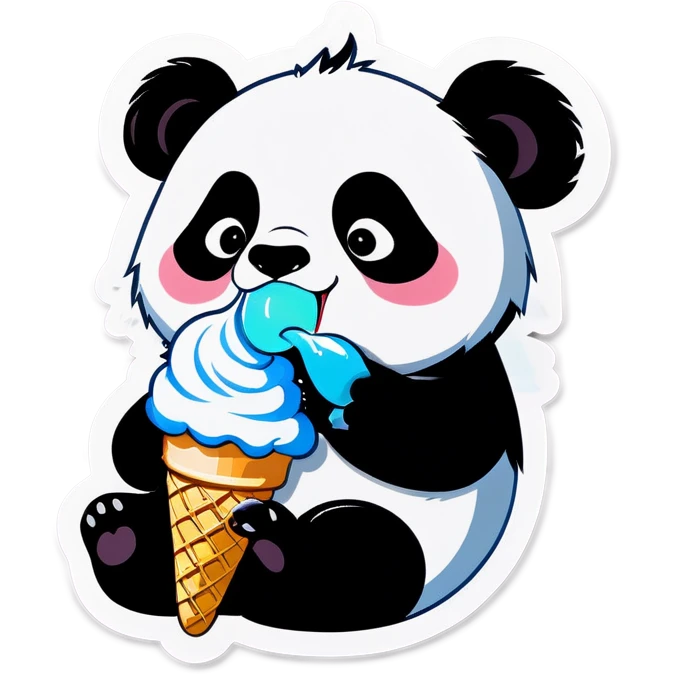 Panda eating ice cream emoji