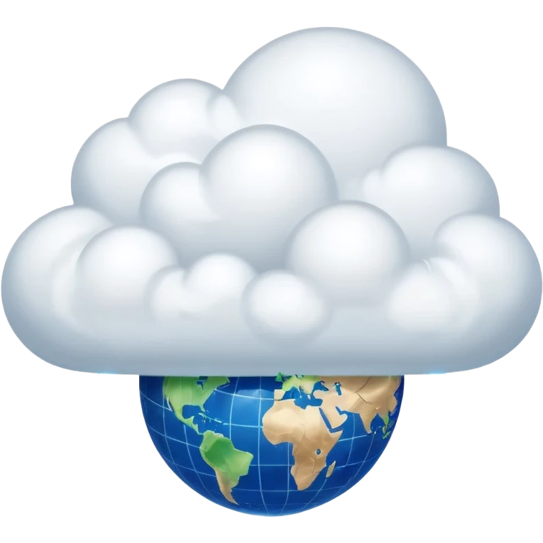 a large cloud with a glowing meridian globe emoji