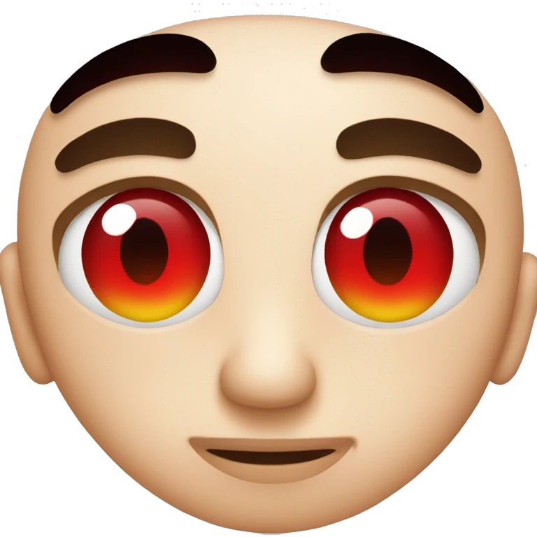 Red eyes straight face emoji