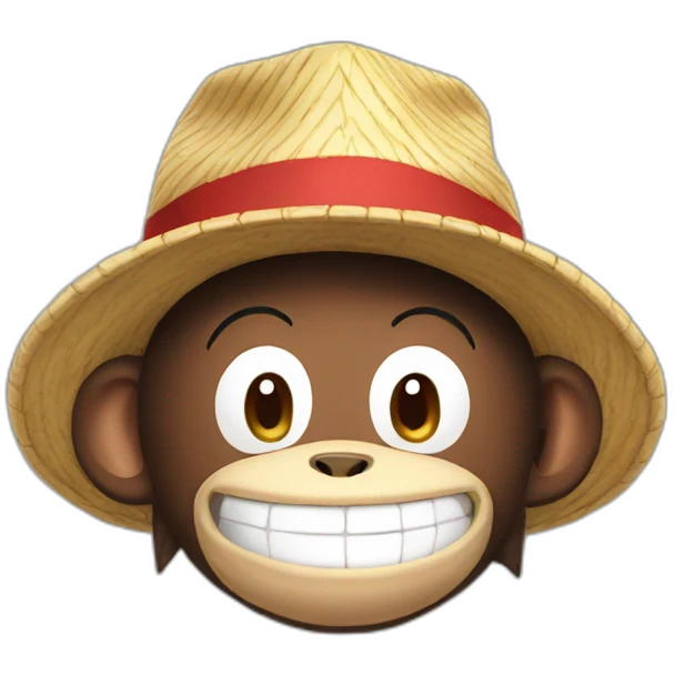 Monkey the Luffy, smiling with hat and saying ok emoji