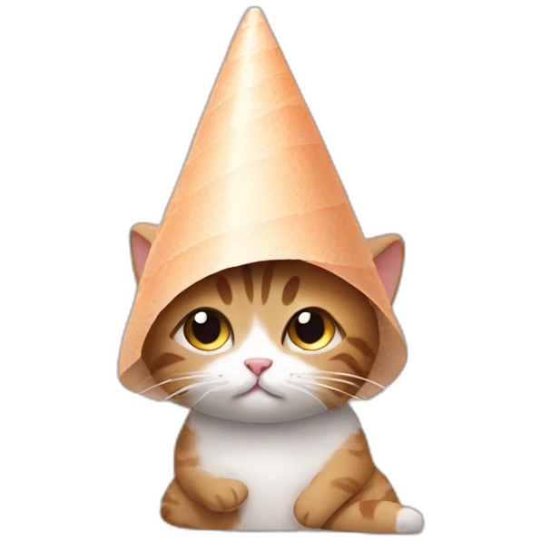 tiny cat with cone head emoji