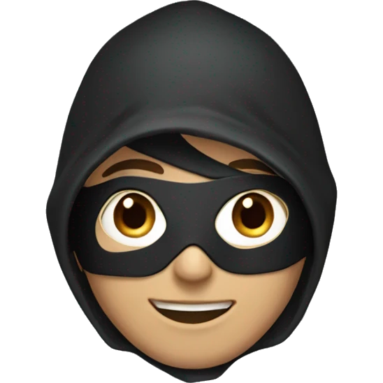 guy with black hoody and smiling mask which is half black half blue. emoji