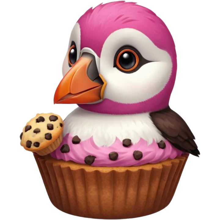 pink puffin eating a muffin emoji