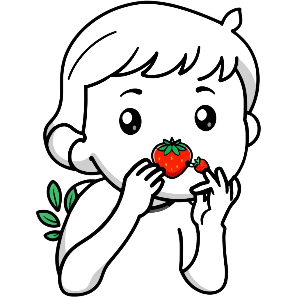 Pushed eating a strawberry emoji