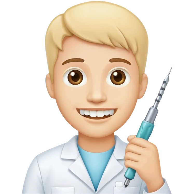 Dental technician holding tooth and drilling tool emoji