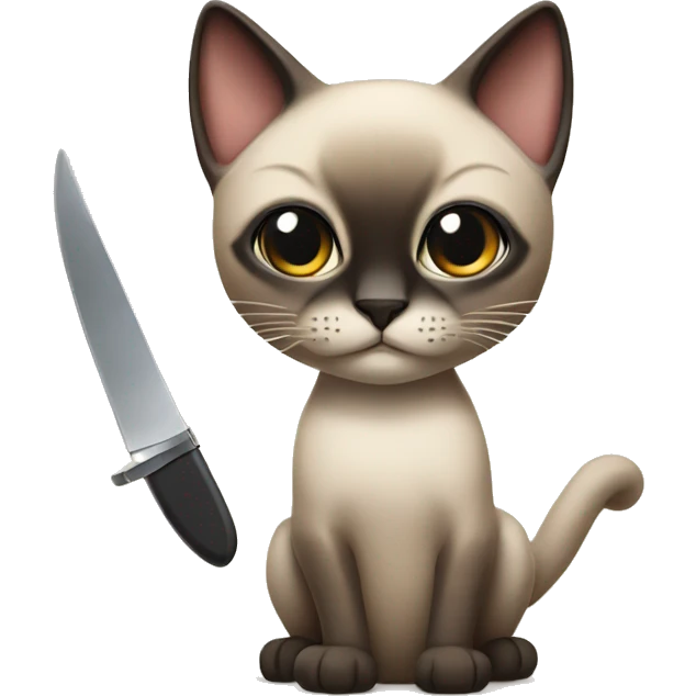 Siamese cat holding knife emoji
