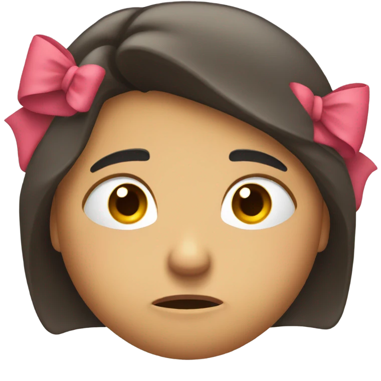 Annoyed face with bow emoji