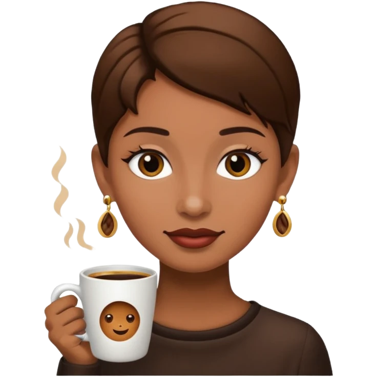 Coffee with earrings emoji