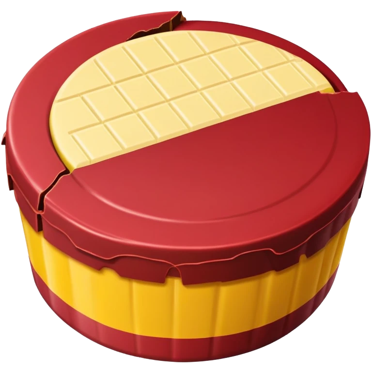 round chocolate bonbon with wafer center and yellow and red wrapper emoji