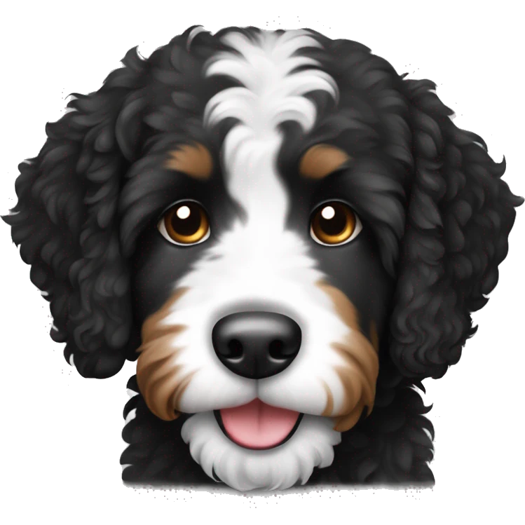 Black and white bernedoodle cute puppy dog emoji