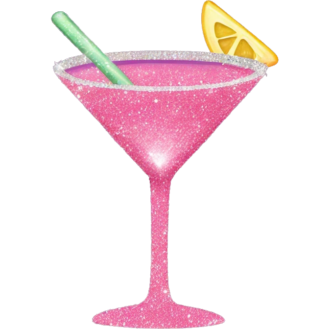 Pink glitter martini  emoji