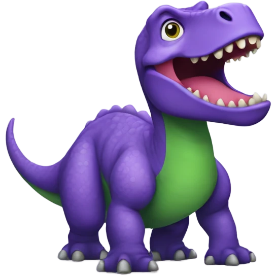 Purple dinosaur with a green belly  emoji