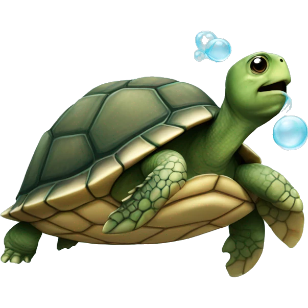Turtle with a bubble in his through emoji
