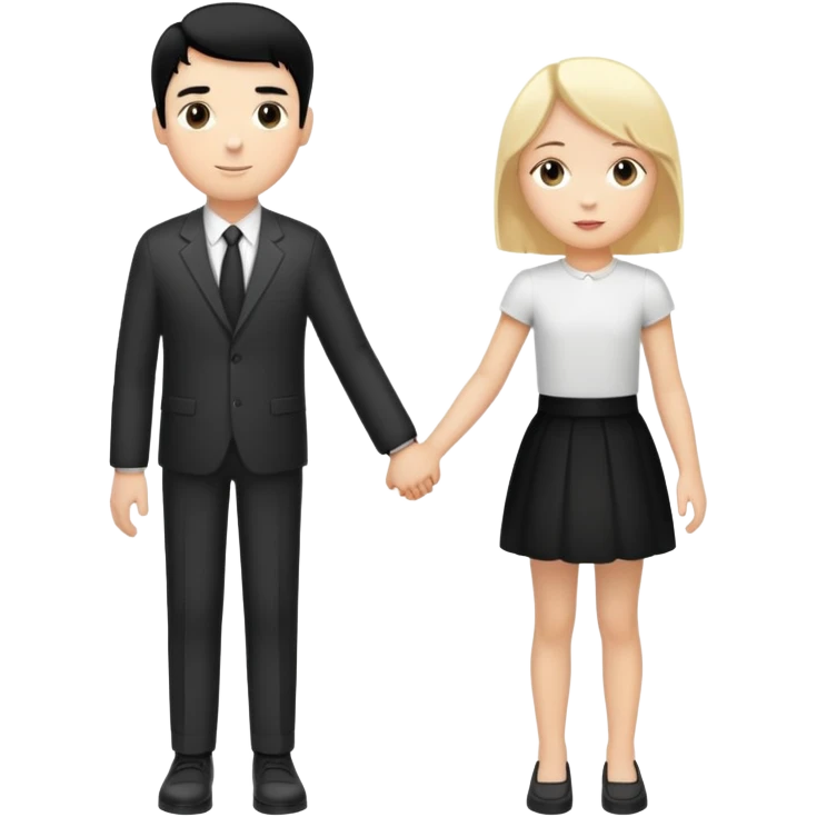 Tall white man with black hair and short white girl with blonde hair holding hands emoji
