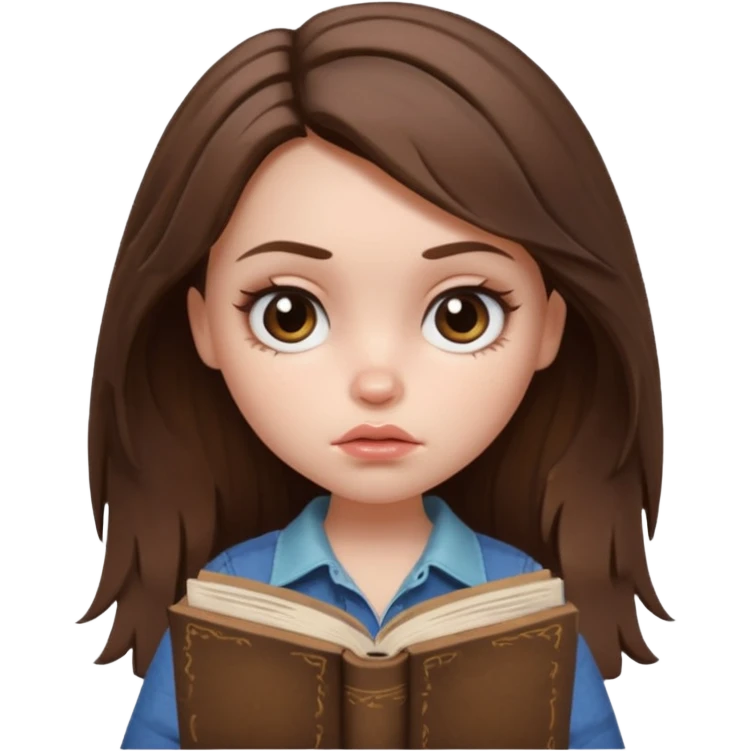 generate a pretty bratz girl with dark circles and a book in hand, looking tired. Messed up hair  emoji
