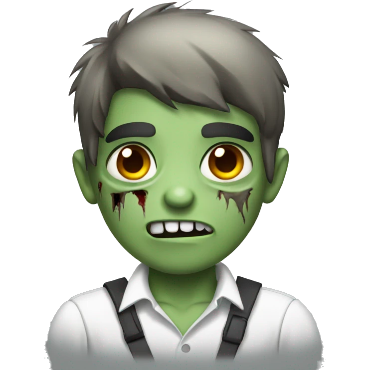 boy zombie with dark hair and white shirt emoji