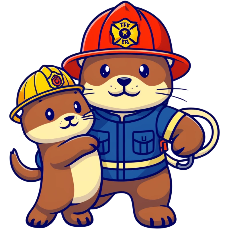 brave otter firefighter rescuing someone emoji