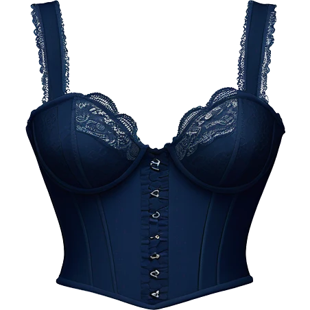 Realistic isolated side view of a navy blue lace bustier.  emoji