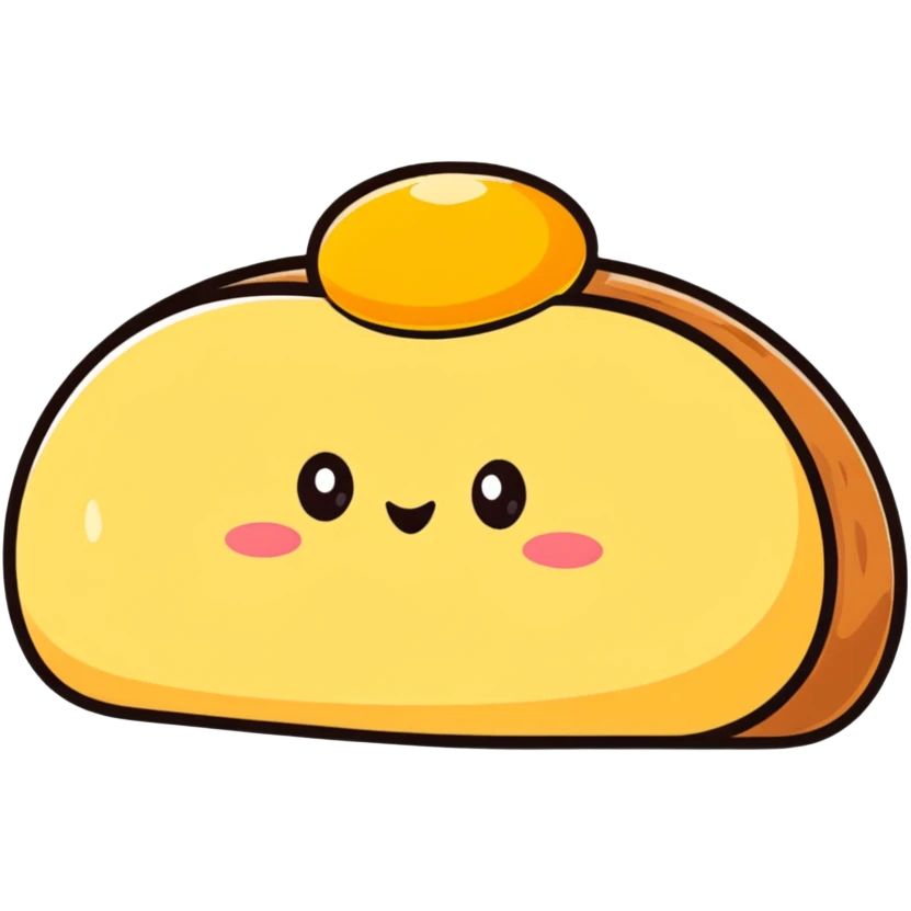 Korean egg bread, cartoonish fun sticker style emoji
