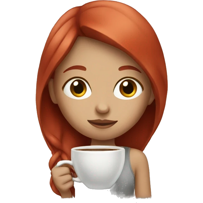Girl with red hair and coffee emoji