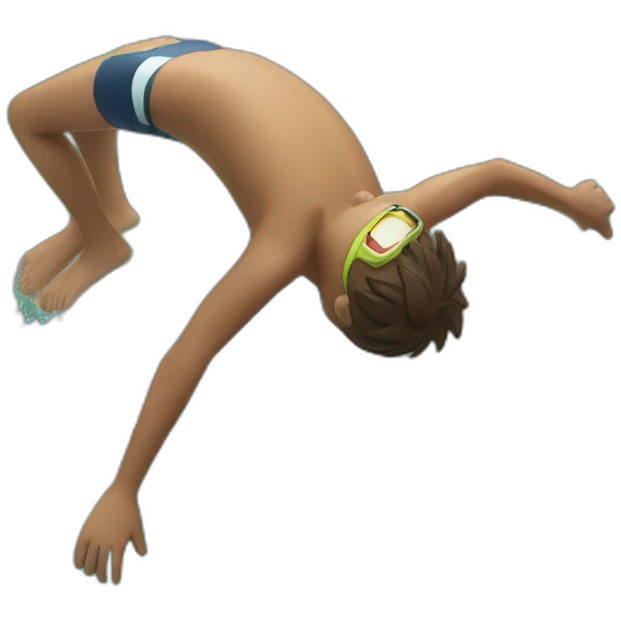 side view of an emoji boy diving into a swimming pool emoji